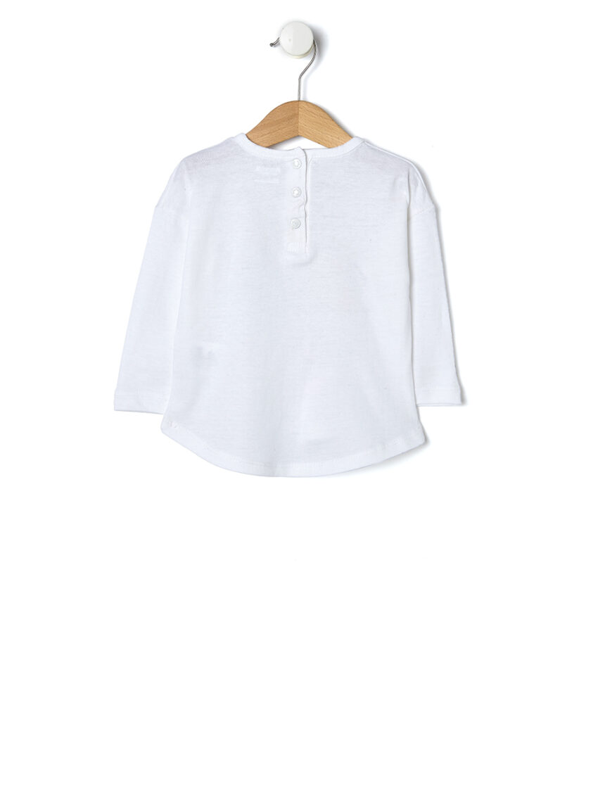 μπλούζα μακρυμάνικη λευκή με στάμπα για κορίτσι - Prénatal