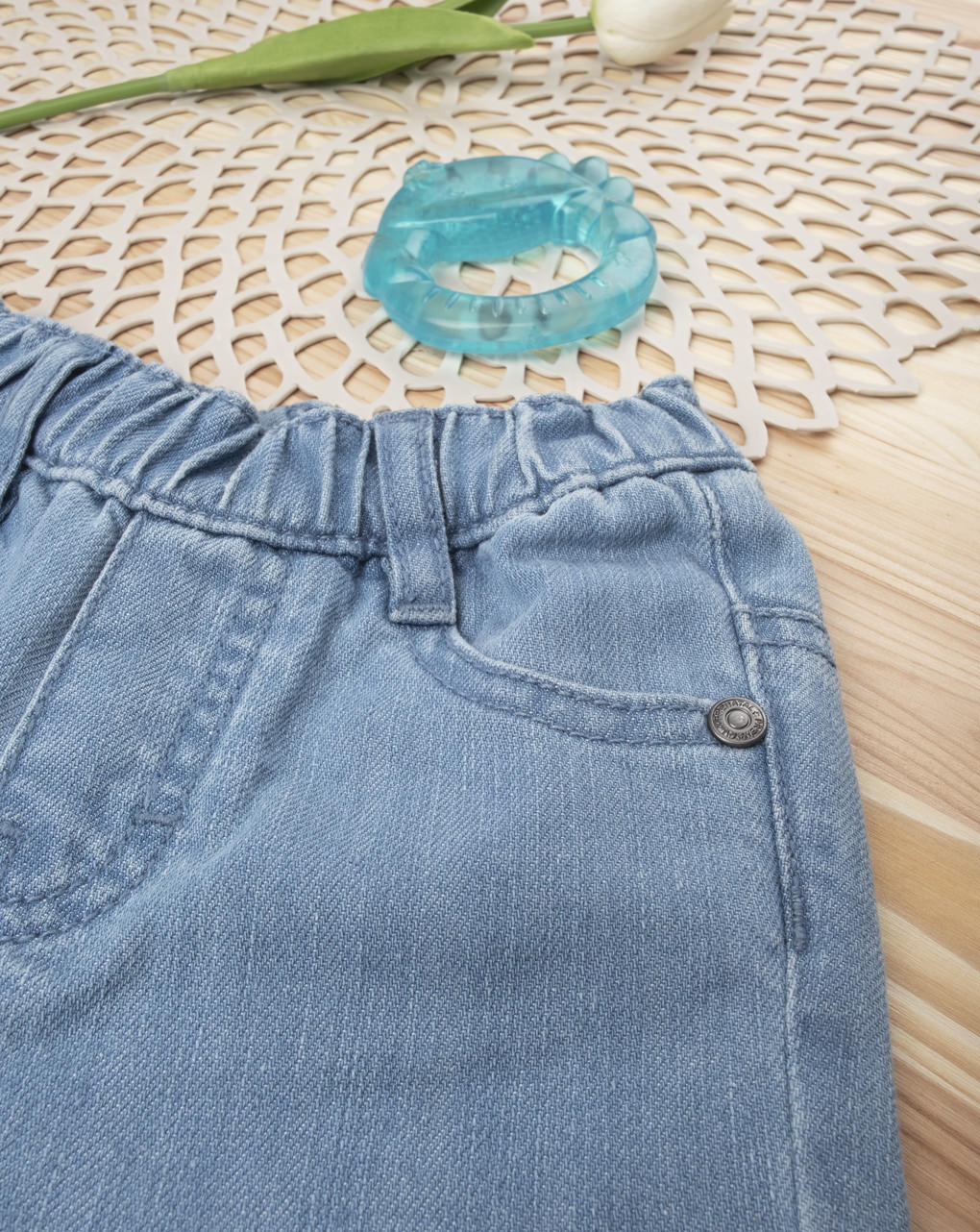 βρεφικό παντελόνι τζιν ανοιχτό βαμβακερό για αγόρι - Prénatal