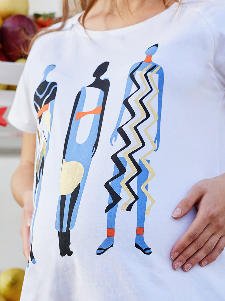 γυναικείο t-shirt εγκυμοσύνης /θηλασμού λευκό με στάμπα - Prénatal