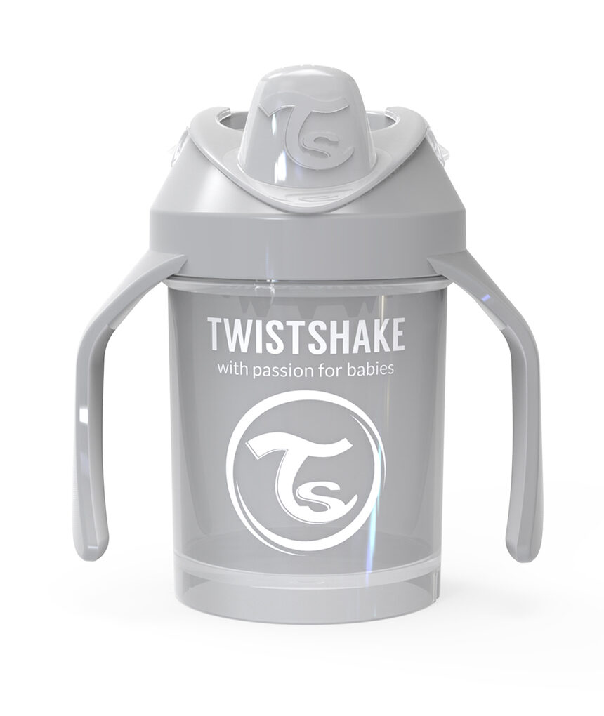 Twistshake κύπελλο mini cup 230ml 4+μηνών pastel grey με μίξερ φρούτων - Twistshake