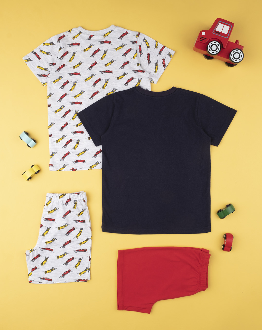 παιδικές πιτζάμες κοντές με αυτοκίνητα πακέτο x2 για αγόρι - Prénatal