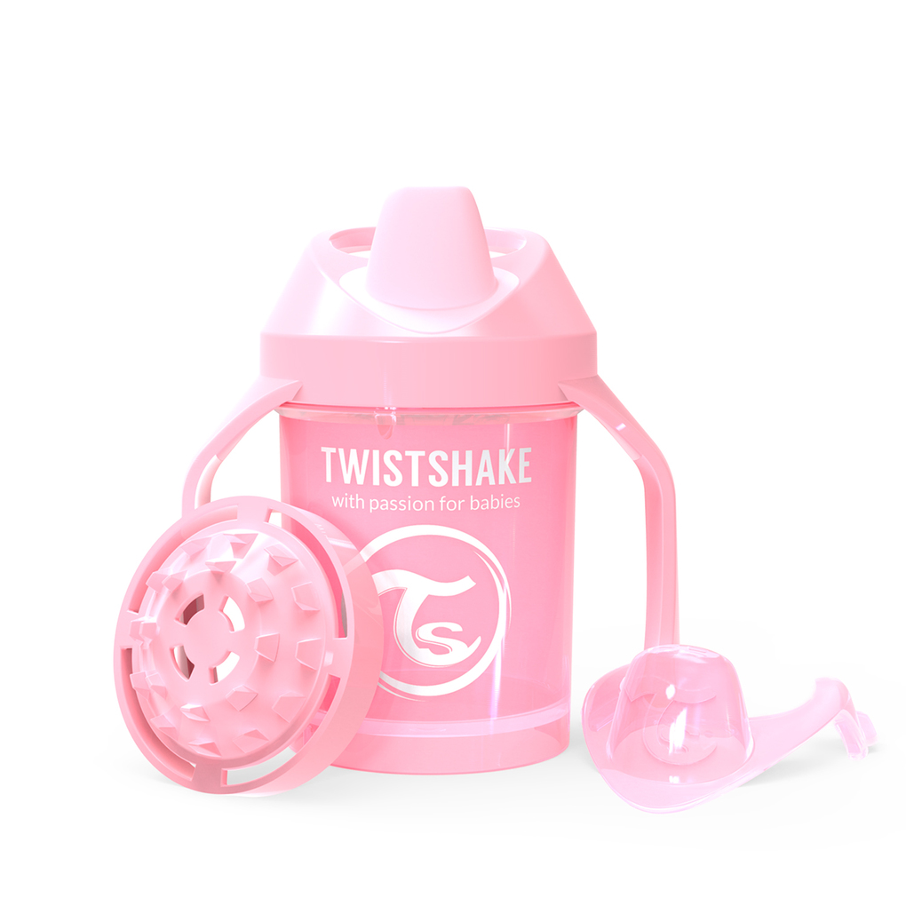 Twistshake κύπελλο mini cup 230ml 4+μηνών pastel pink με μίξερ φρούτων - Twistshake
