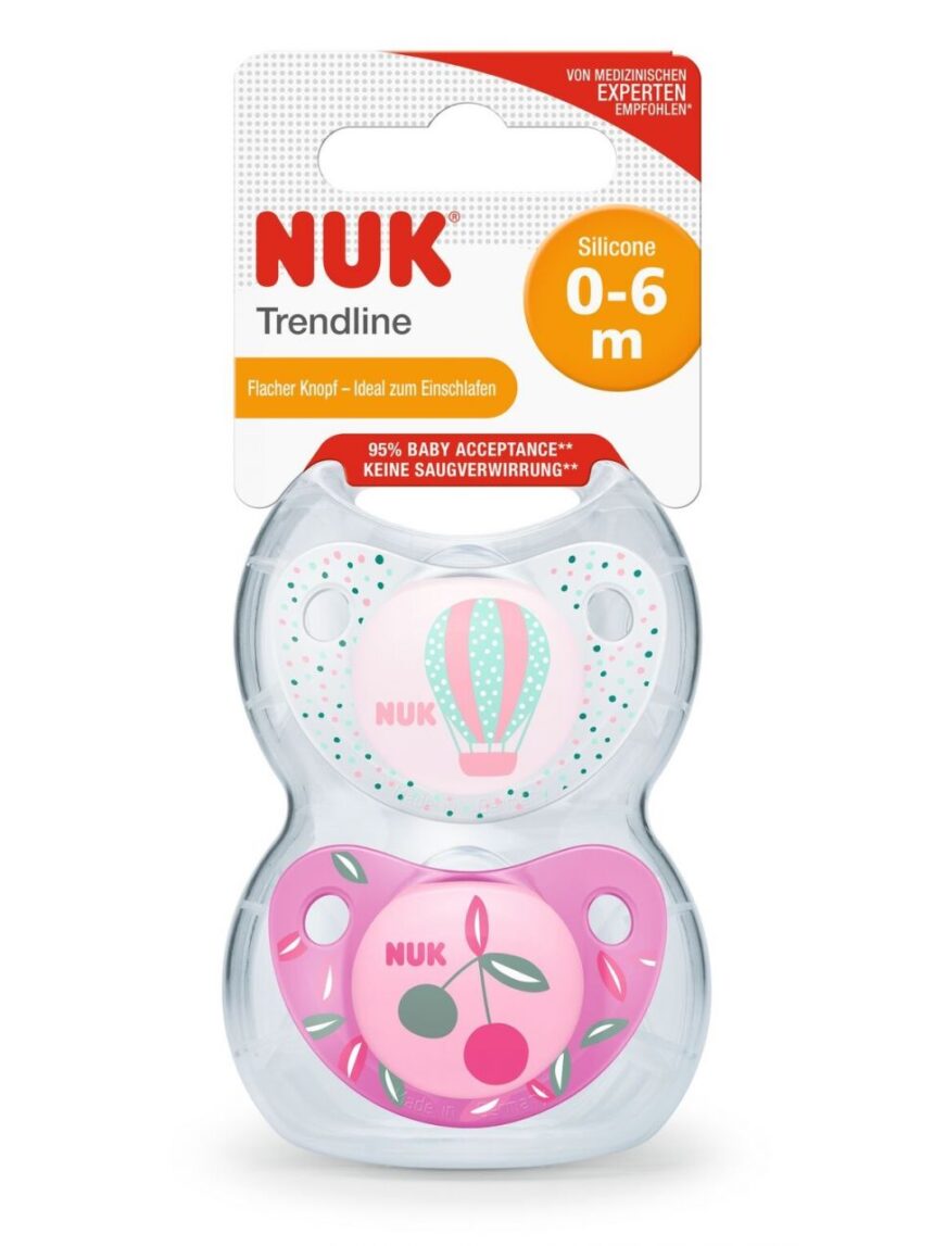 Nuk πιπίλες σιλικόνης trendline 6-18 μηνών 2 τεμ - Nuk