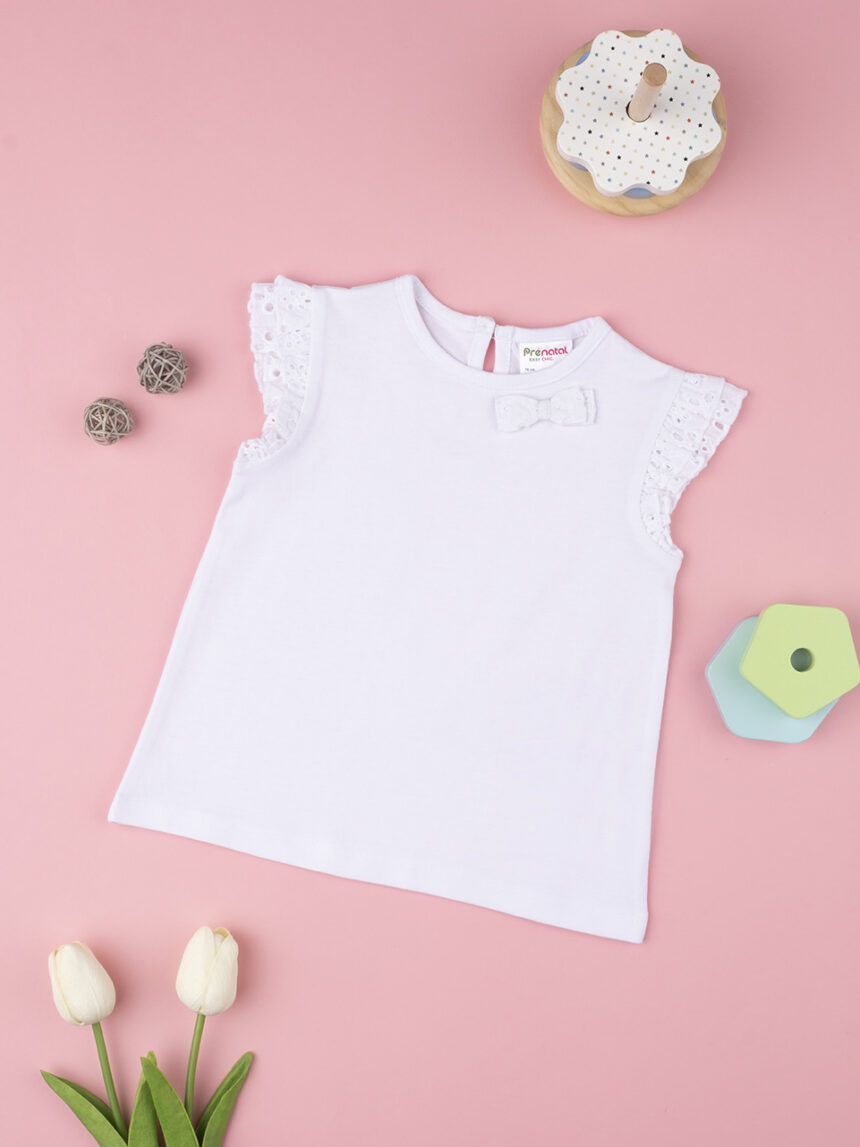 βρεφικό t-shirt λευκό με δαντέλα για κορίτσι - Prénatal
