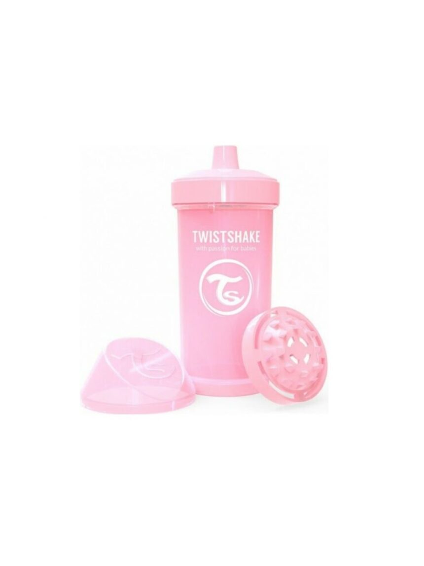 Twistshake εκπαιδευτικό κύπελλο kid cup 360ml με μίξερ φρούτων 12+ μηνών pastel pink - Twistshake