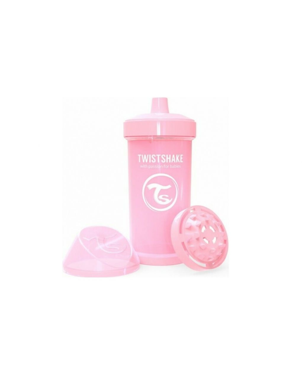 Twistshake εκπαιδευτικό κύπελλο kid cup 360ml με μίξερ φρούτων 12+ μηνών pastel pink