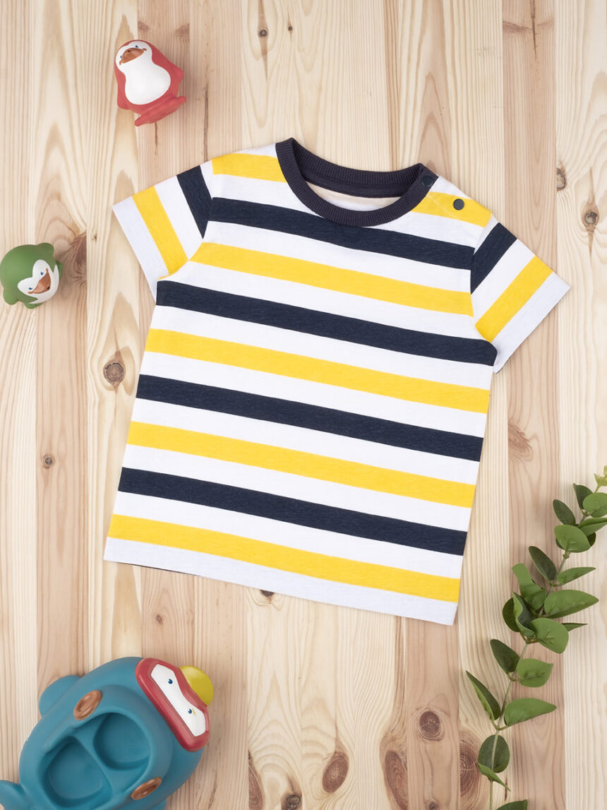 βρεφικό t-shirt ριγέ μπλε/κίτρινο για αγόρι - Prénatal
