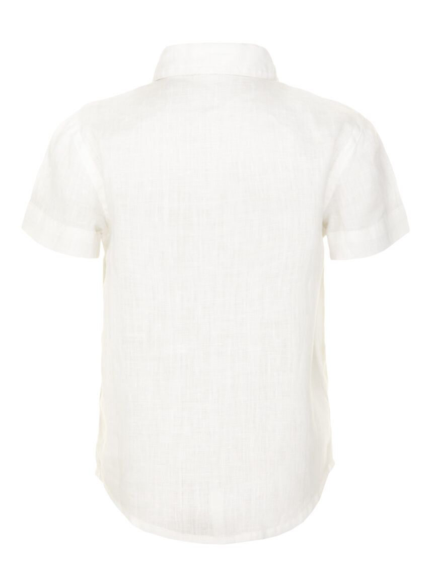 πουκάμισο λινό λευκό με κέντημα για αγόρι - Prénatal