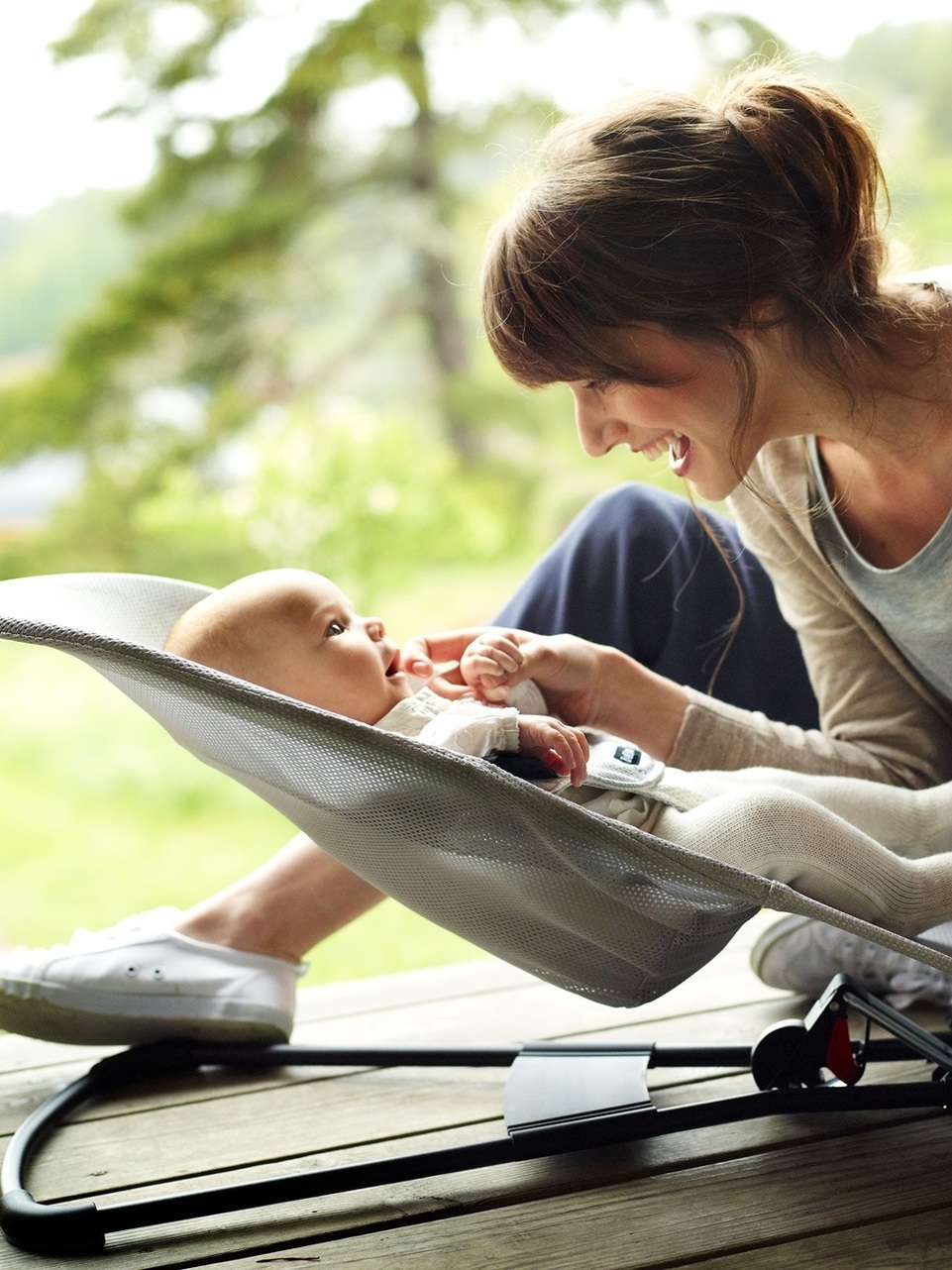 Babybjorn ρηλάξ balance soft mesh, silver white - Baby Bjorn