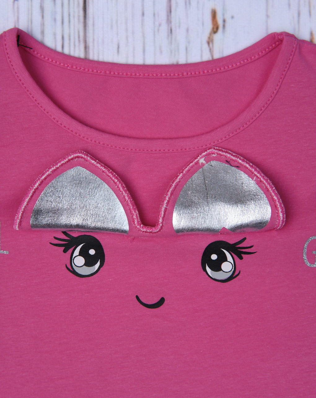 αμάνικο μπλουζάκι jersey φούξια με στάμπα για κορίτσι - Prénatal