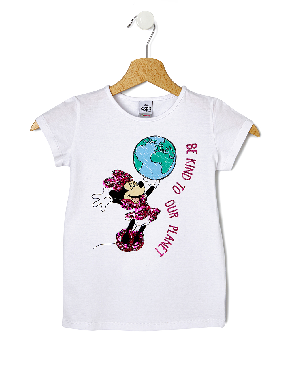 T-shirt λευκό minnie be kind to our planet για κορίτσι