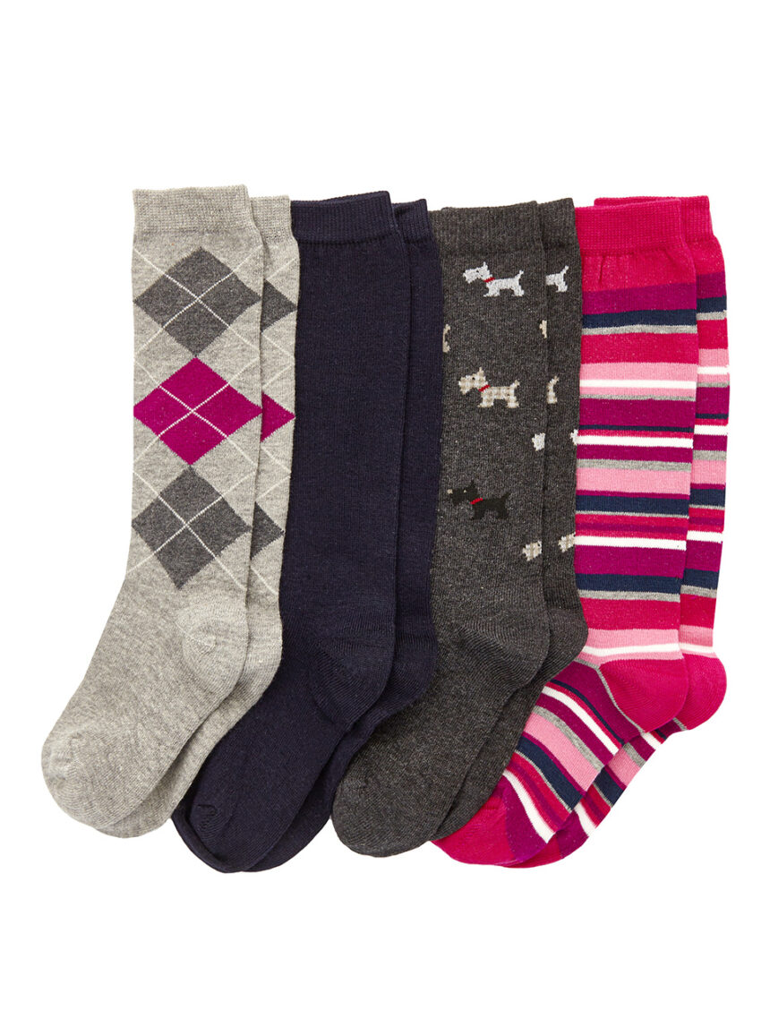 παιδικές κάλτσες βαμβακερές πολύχρωμες πακέτο x4 για κορίτσι - Prénatal