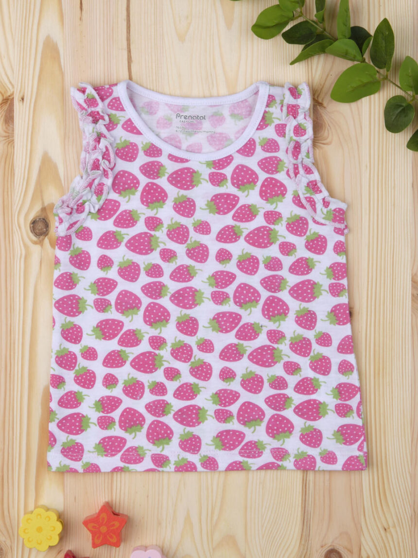 αμάνικο μπλουζάκι με στάμπα φράουλες για κορίτσι - Prénatal
