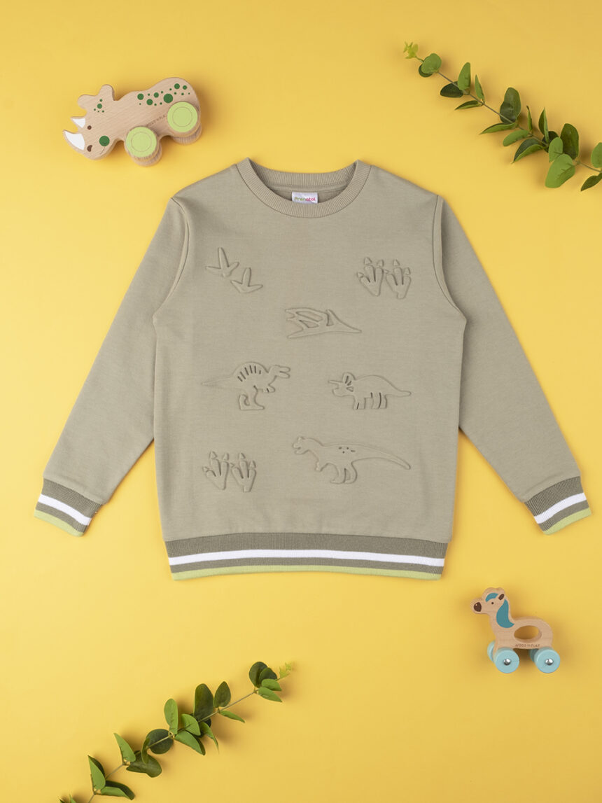 παιδική μπλούζα φούτερ με δεινοσαυράκια χακί για αγόρι - Prénatal