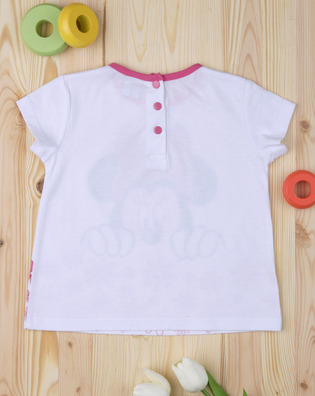 T-shirt λευκό minnie με λουλουδάκια για κορίτσι - Prénatal