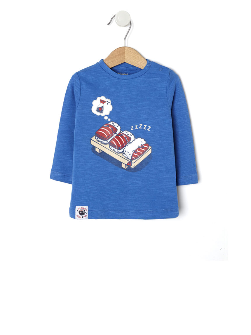 μπλούζα μακρυμάνικη μπλε με στάμπα σούσι για αγόρι - Prénatal