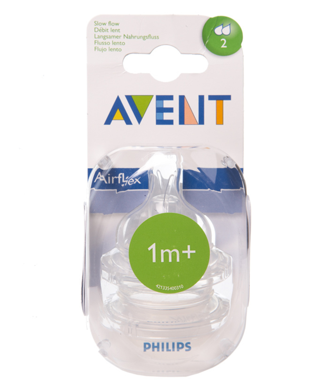 Avent θηλή σιλικόνης airflex 2 οπές 1m+ 2τμχ - Philips Avent