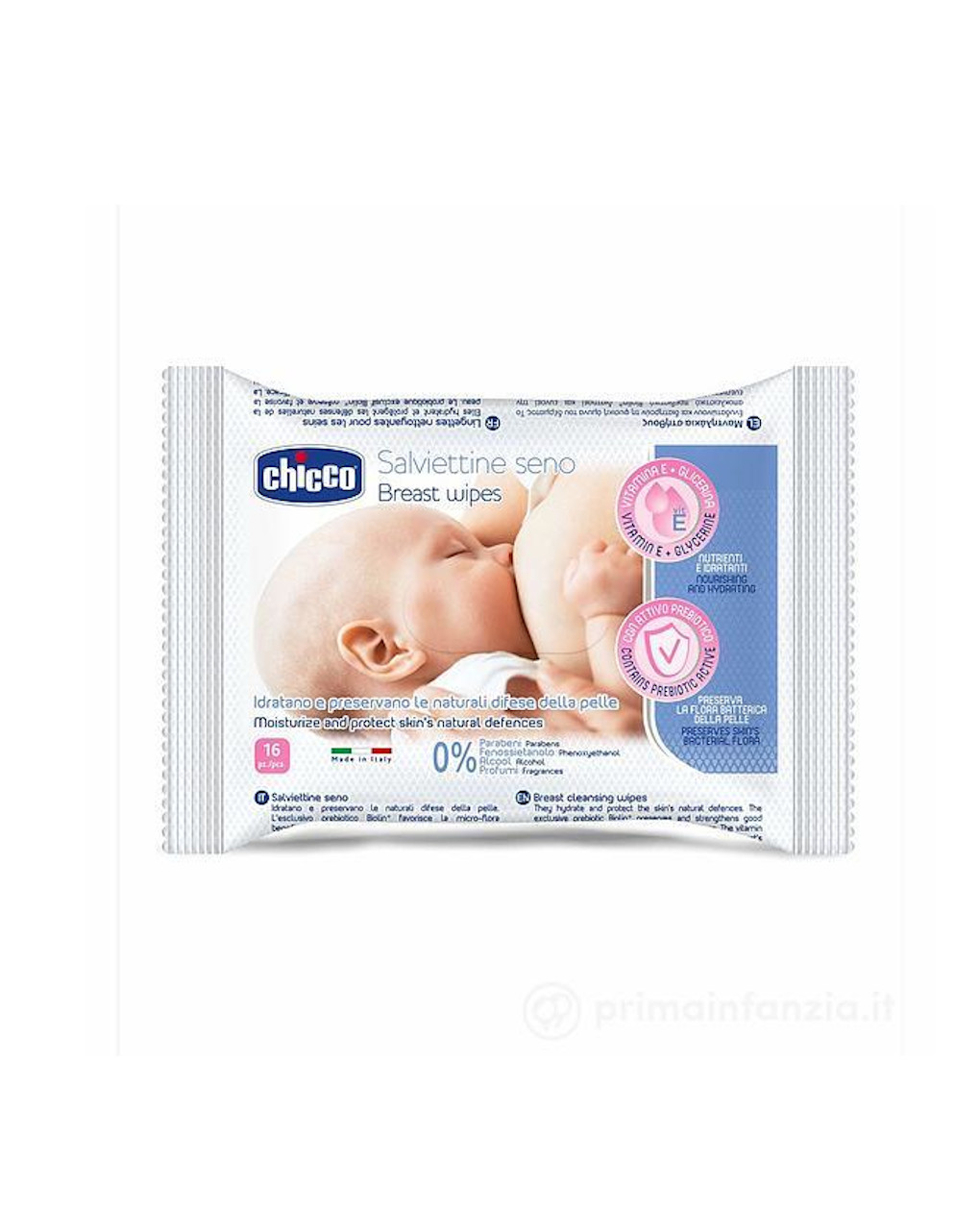 Chicco μαντηλάκια καθαρισμού στήθους natural feeling 16τμχ