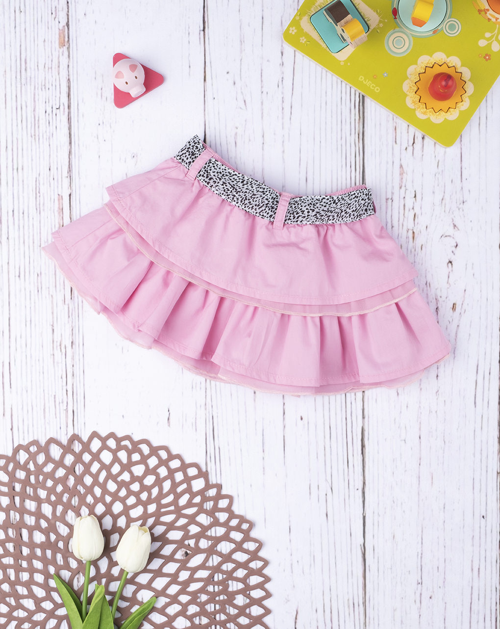 φούστα βαμβακερή ποπλίνα ροζ για κορίτσι - Prénatal