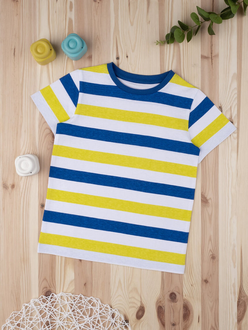παιδικό t-shirt ριγέ μπλε/κίτρινο για αγόρι - Prénatal