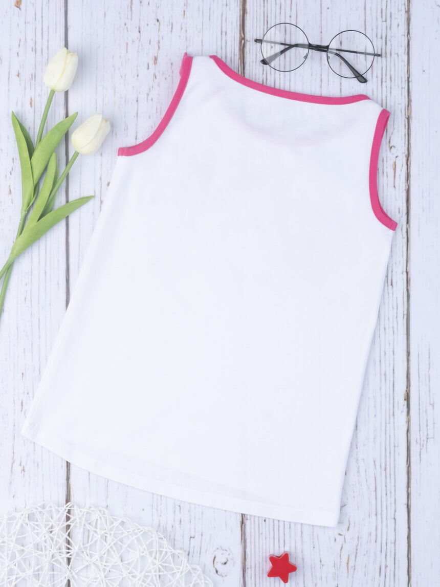 T-shirt αμάνικο λευκό με στάμπα και φιόγκο για κορίτσι - Prénatal