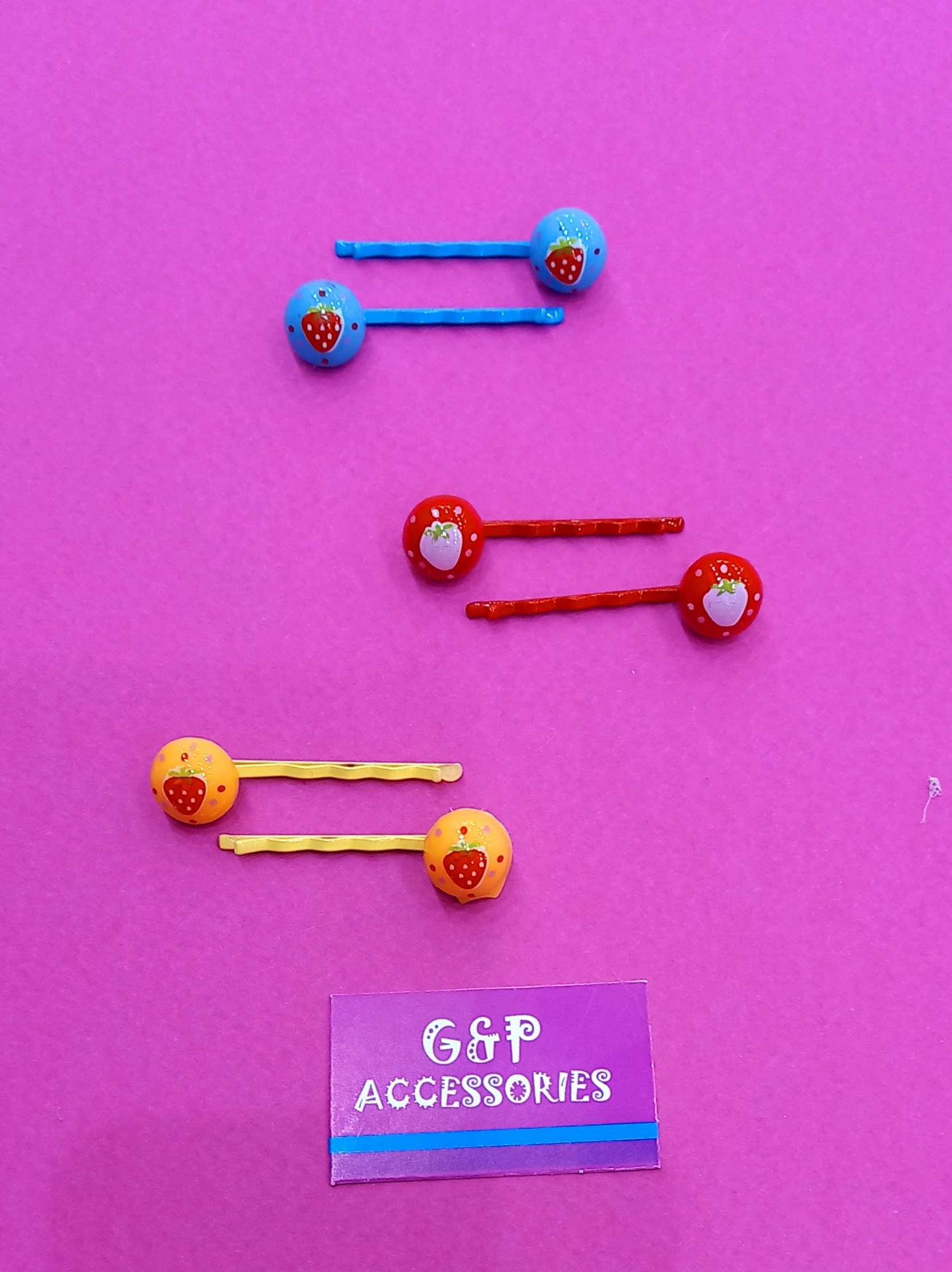 τσιμπιδάκι φράουλα για κορίτσι σετ των 2 - 3 σχέδια - G&amp;P Accessories