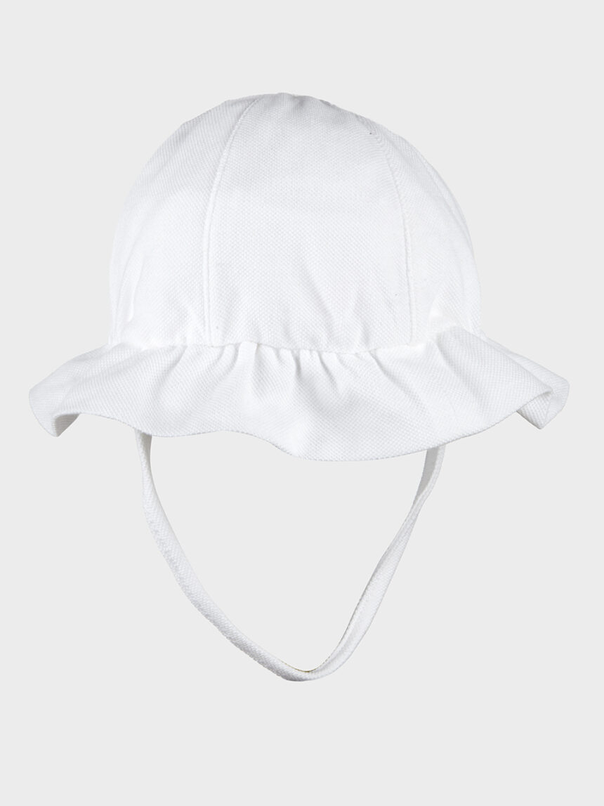 βρεφικό καπέλο πικέ λευκό για κορίτσι - Prénatal