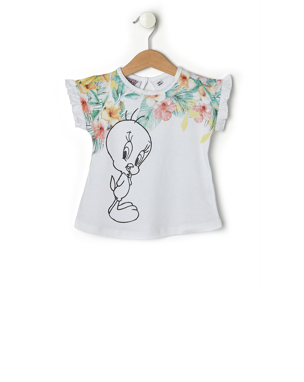 T-shirt λευκό με στάμπα tweety και λουλούδια για κορίτσι - Prénatal