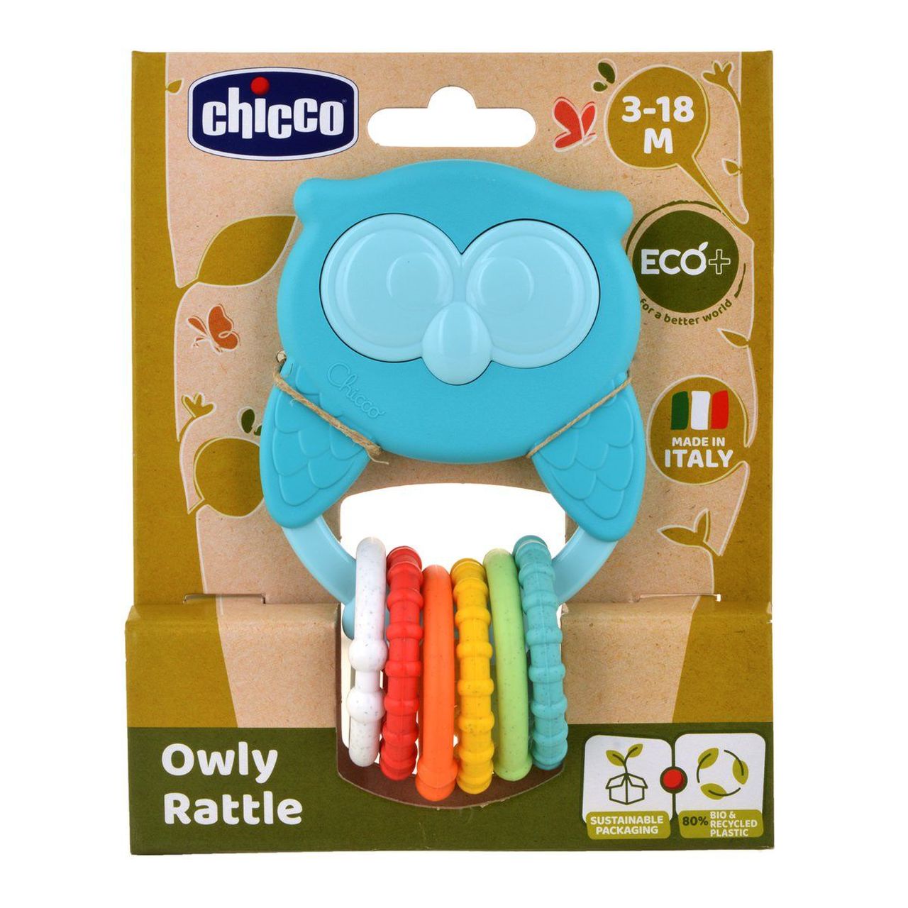 Chicco eco+ σειρά κουδουνίστρα "κουκουβάγια" y02-10494-00 - Chicco