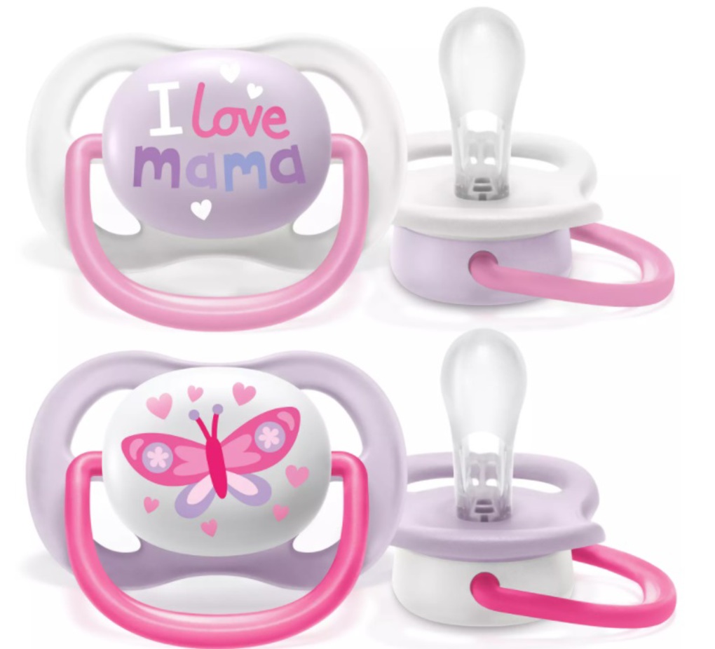 Avent πιπίλες ultra air pacifier i love mama 0-6μ, σετ των 2