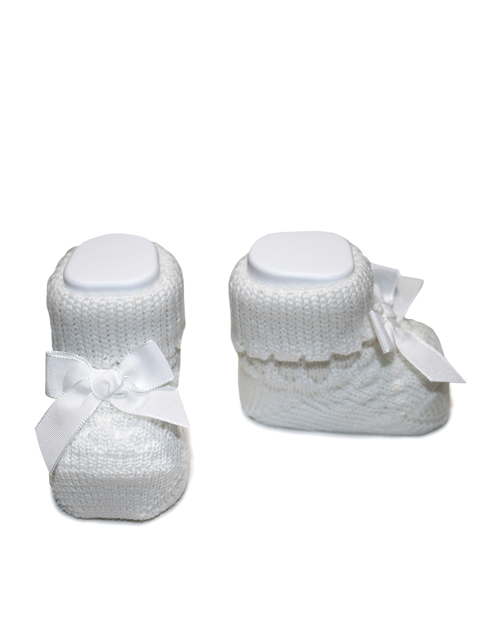 παπούτσια αγκαλιάς πλεκτά λευκά με φιογκάκι για κορίτσι - Prénatal
