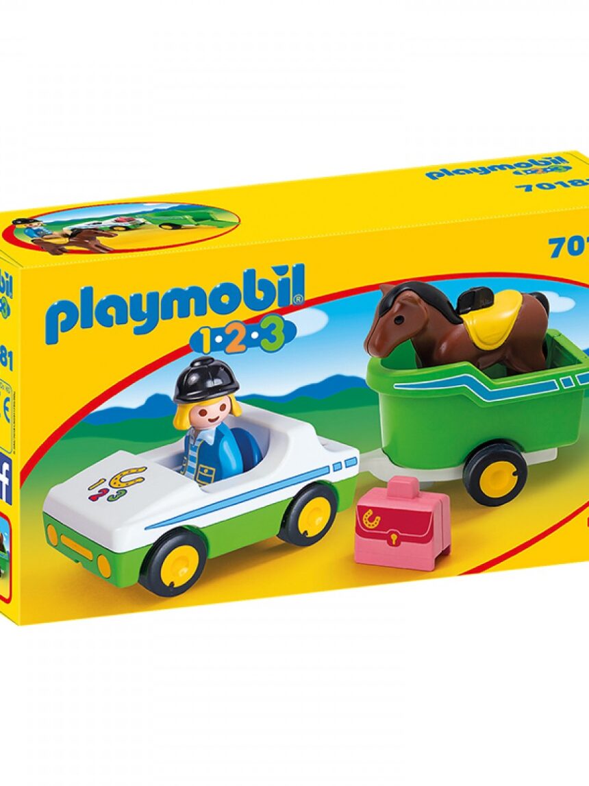 Playmobil 1.2.3. όχημα με τρέιλερ μεταφοράς αλόγου 70181 - Playmobil, Playmobil 1.2.3