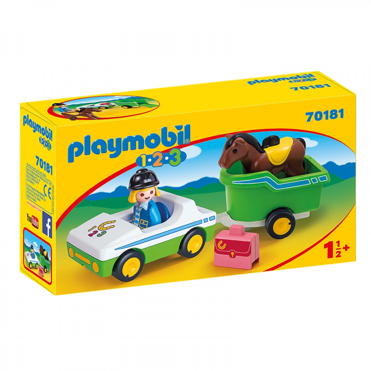 Playmobil 1.2.3. όχημα με τρέιλερ μεταφοράς αλόγου 70181