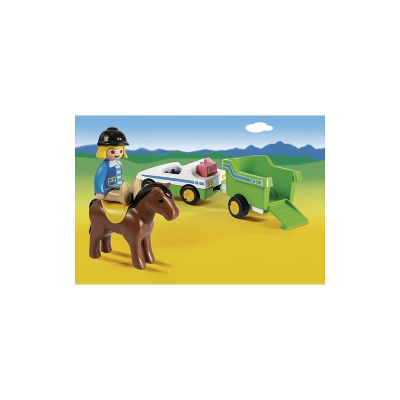 Playmobil 1.2.3. όχημα με τρέιλερ μεταφοράς αλόγου 70181 - Playmobil, Playmobil 1.2.3