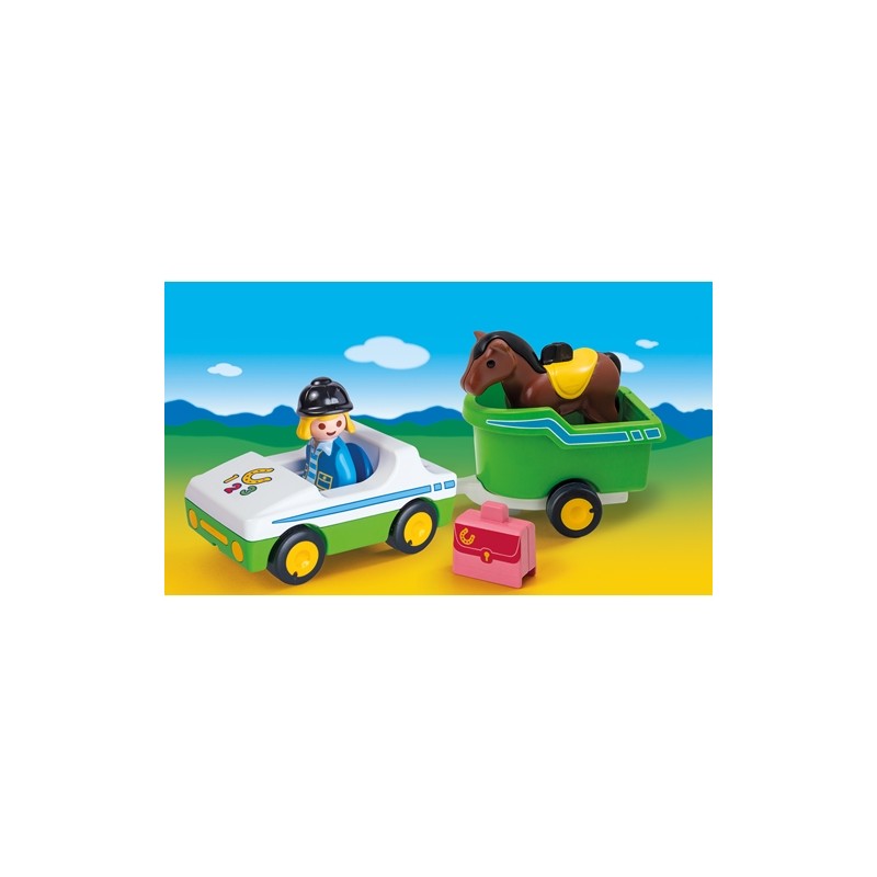 Playmobil 1.2.3. όχημα με τρέιλερ μεταφοράς αλόγου 70181 - Playmobil, Playmobil 1.2.3