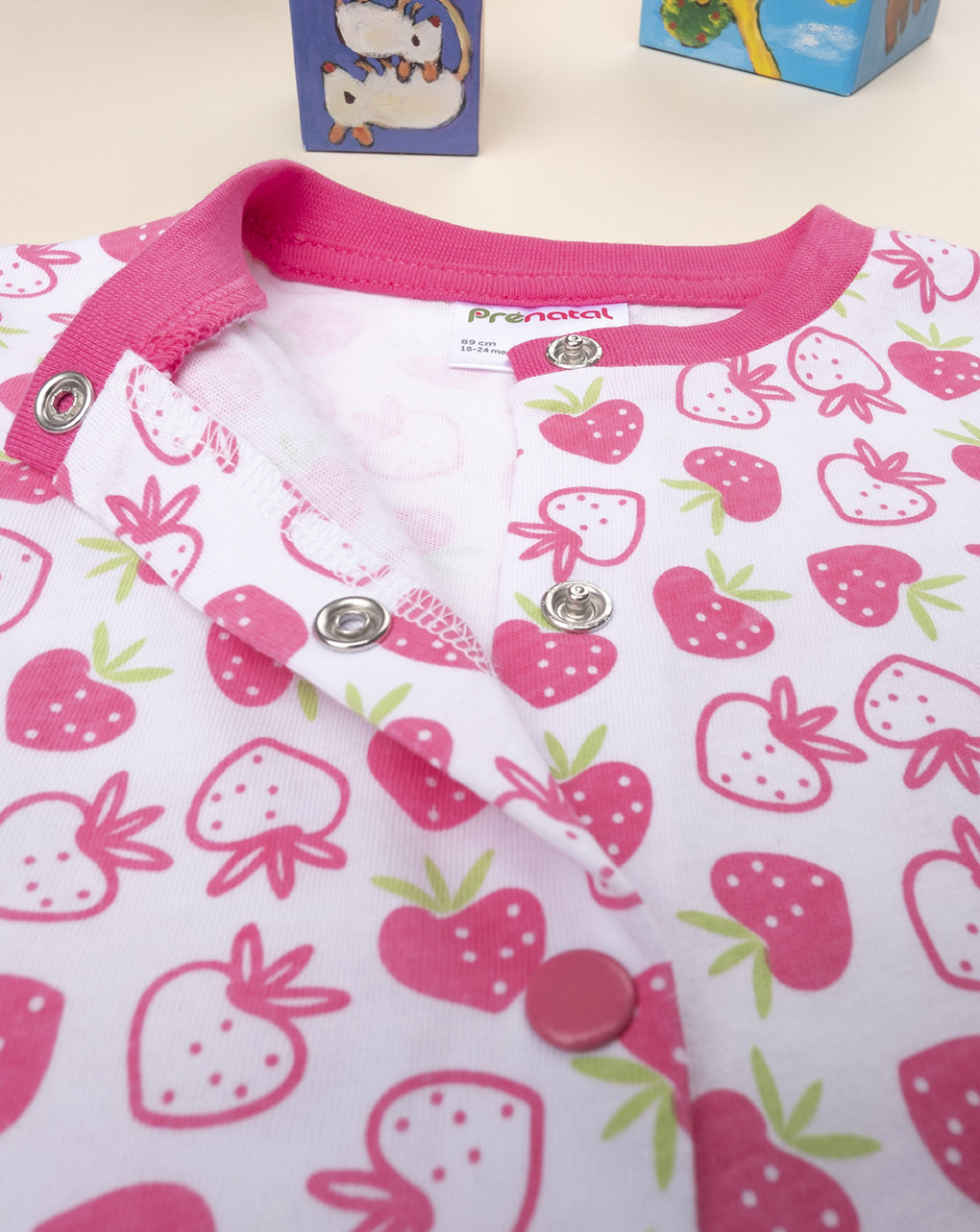 βρεφική πιτζάμα κοντή λευκή με φράουλες για κορίτσι - Prénatal