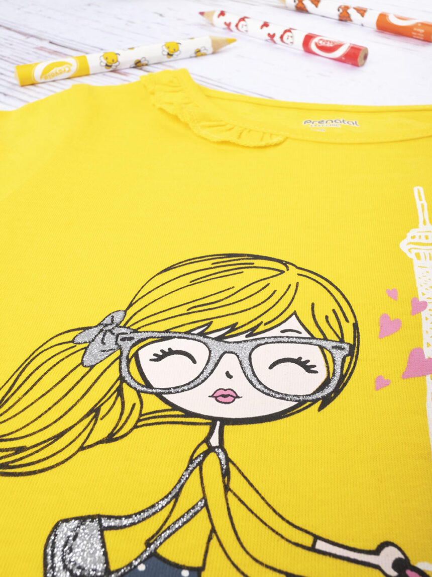 παιδική μπλούζα κίτρινη με το παρίσι για κορίτσι - Prénatal