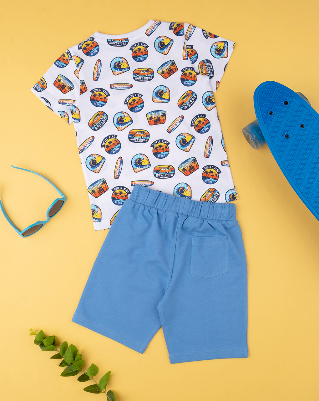 παιδικό σετ t-shirt και σορτσάκι surf για αγόρι - Prénatal