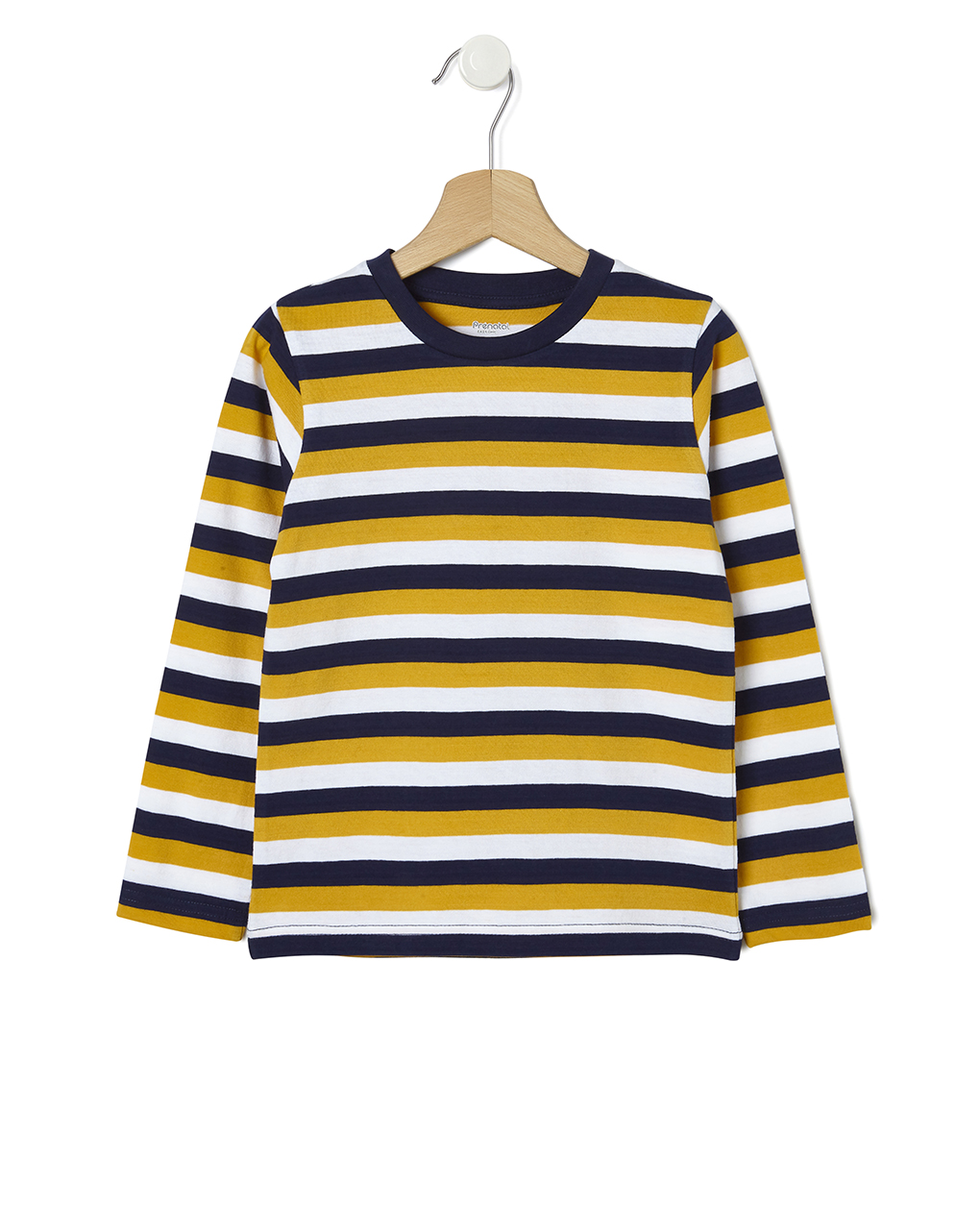 μπλουζάκι μακρυμάνικο basic ριγέ κίτρινο για αγόρι - Prénatal