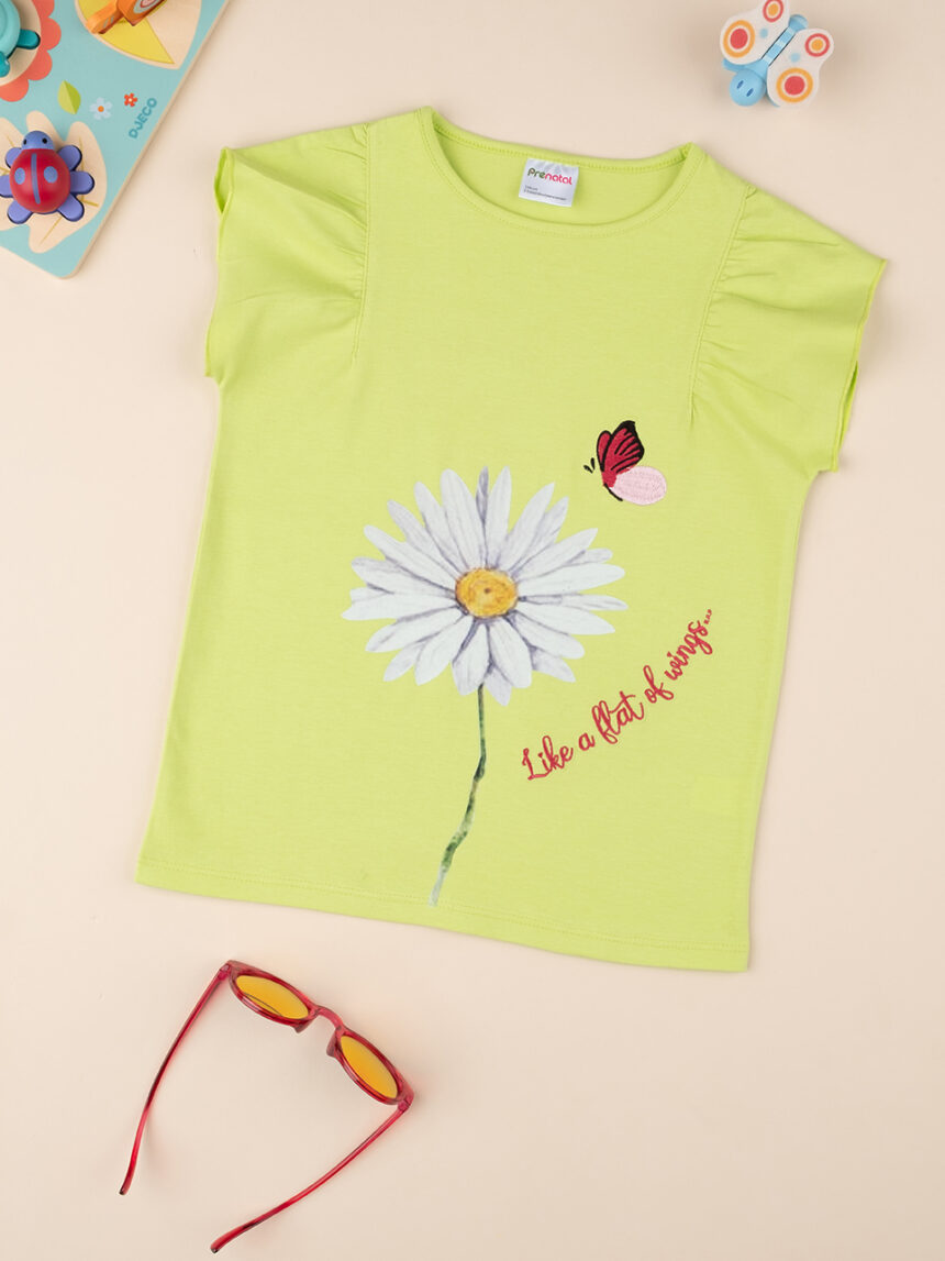 παιδικό t-shirt λάιμ με λουλούδι για κορίτσι - Prénatal