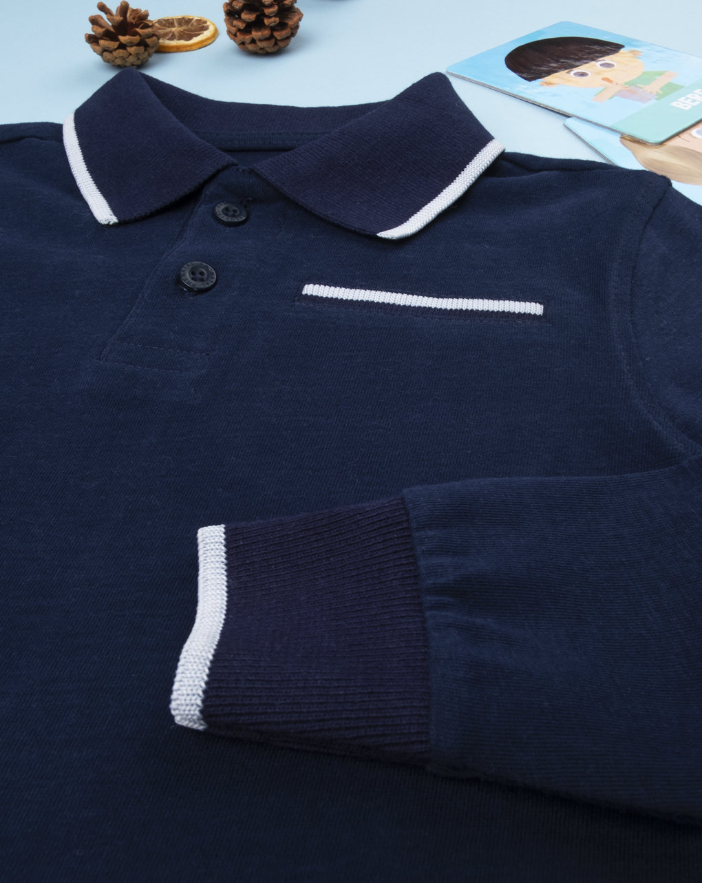 μπλούζα πόλο μακρυμάνικη σκούρο μπλε 8-9/9-10 ετών για αγόρι - Prénatal
