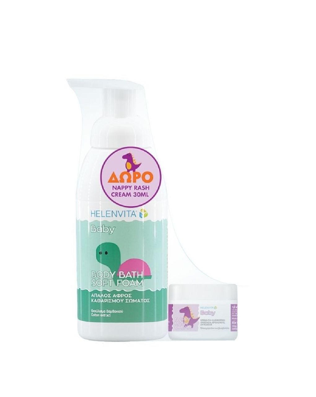 Helenvita απαλός αφρός καθαρισμού σώματος baby body bath 400ml & δώρο nappy rash cream 30ml - Helenvita