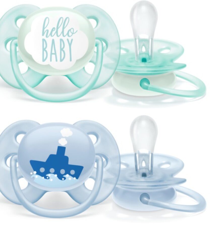 Avent πιπίλες ultra soft hello baby μπλε 0-6m, σετ των 2 - Philips Avent