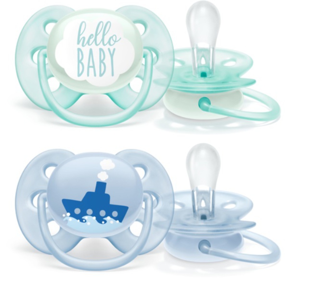 Avent πιπίλες ultra soft hello baby μπλε 0-6m, σετ των 2 - Philips Avent