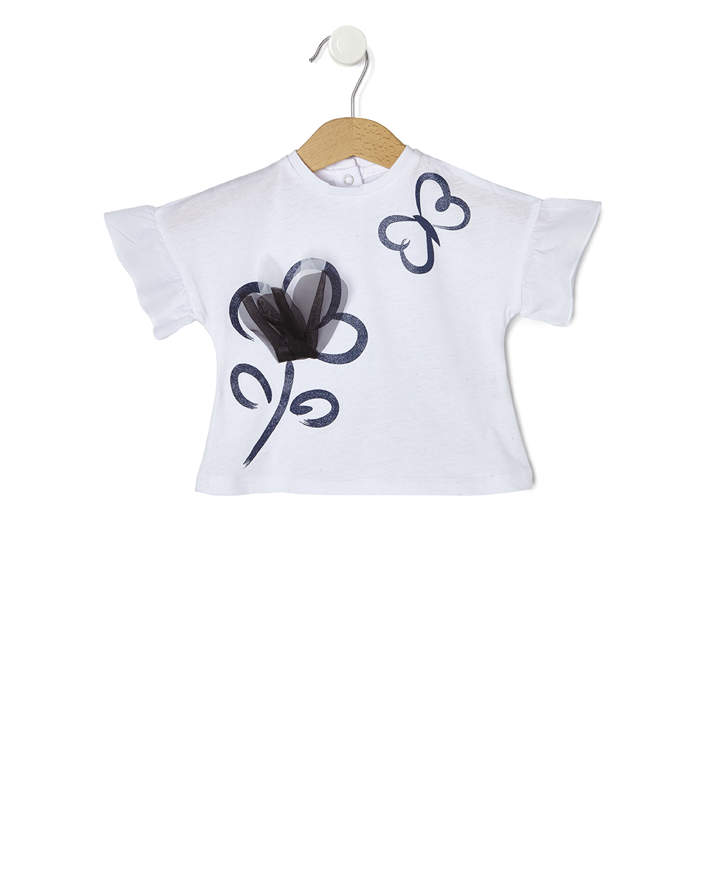 T-shirt λευκό elegant με λουλούδι για κορίτσι - Prénatal