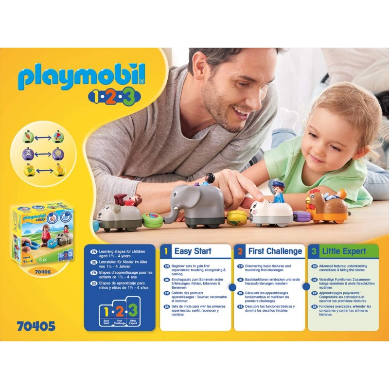 Playmobil 1.2.3 τρενάκι με βαγόνια-ζωάκια 70405 - Playmobil, Playmobil 1.2.3
