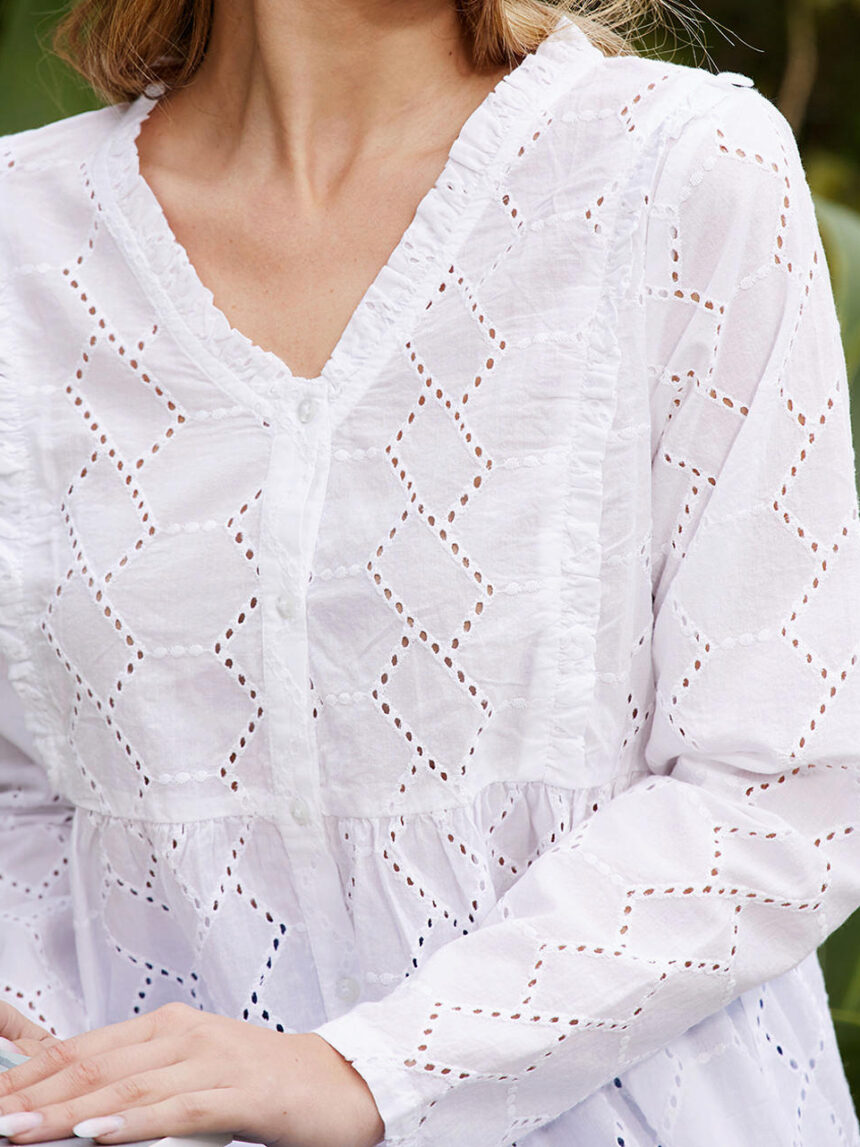 γυναικεία μπλούζα εγκυμοσύνης/θηλασμού λευκό κηπούρ - Prénatal
