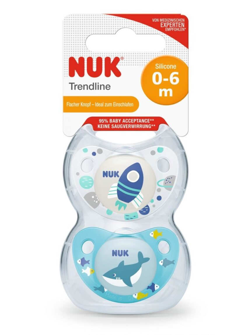 Nuk πιπίλες σιλικόνης trendline 6-18 μηνών 2 τεμ - Nuk