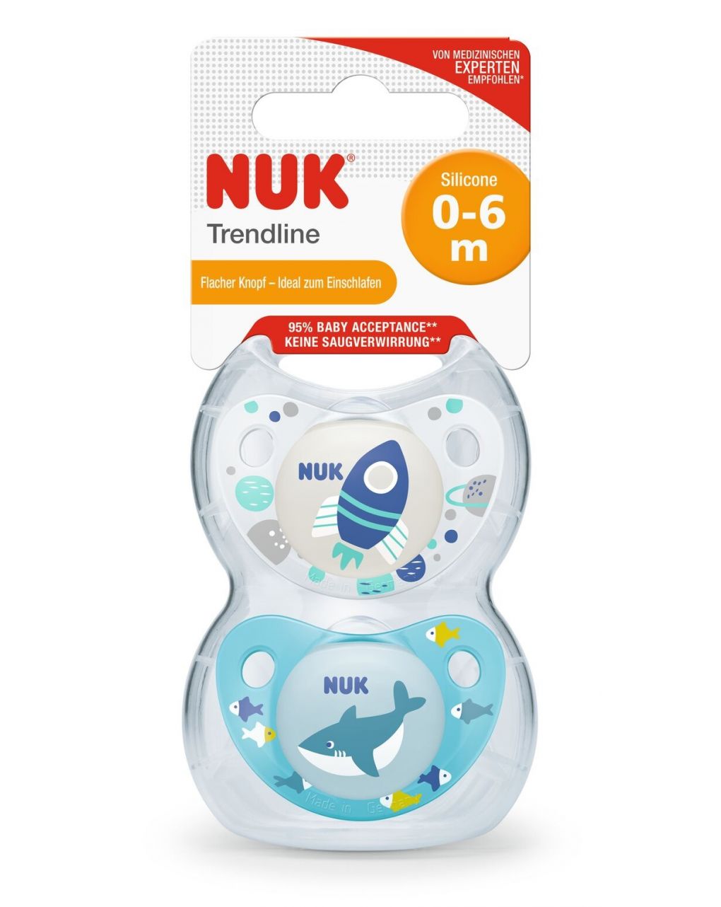 Nuk πιπίλες σιλικόνης trendline 6-18 μηνών 2 τεμ - Nuk