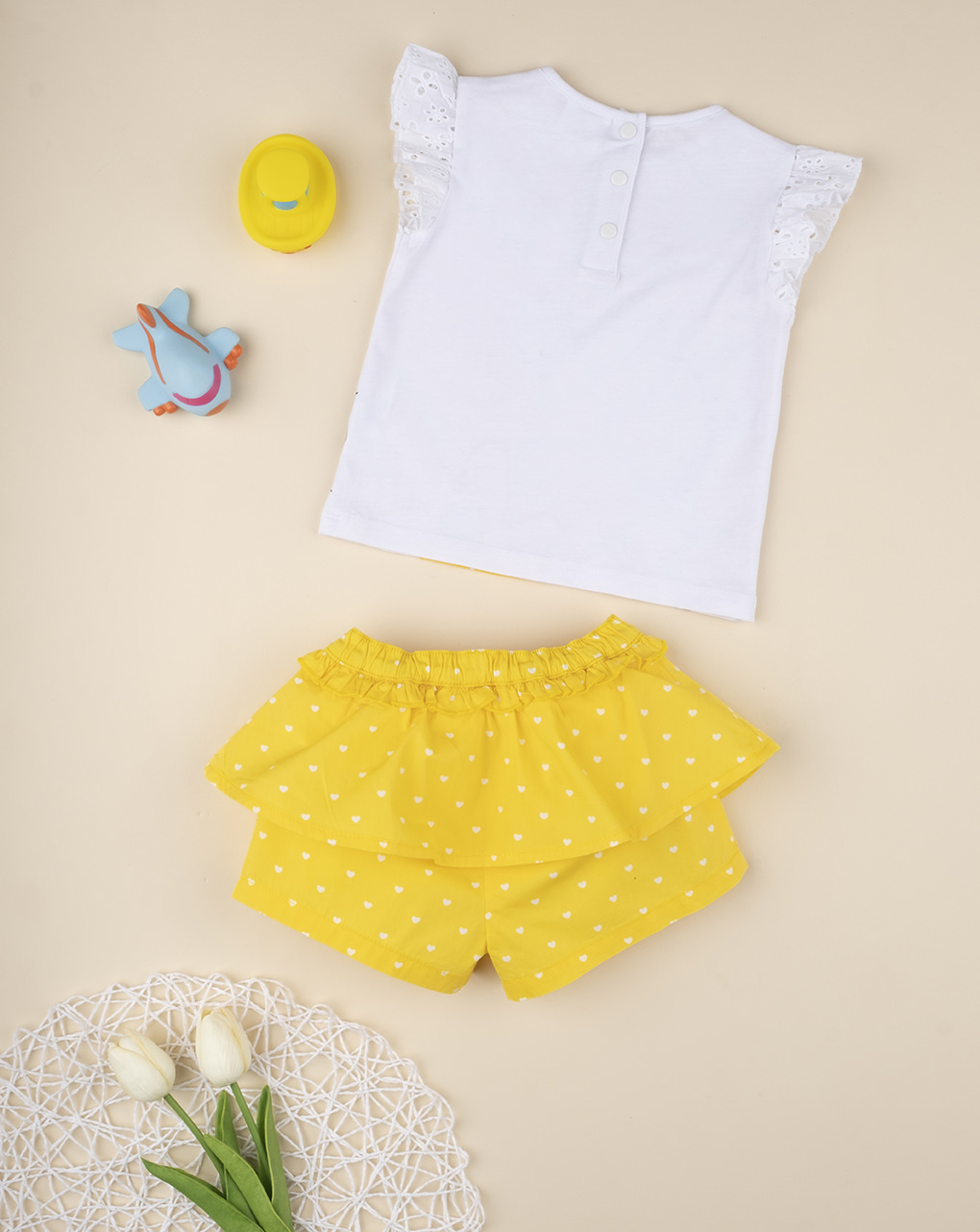 βρεφικό σετ t-shirt και σορτσάκι με λουλούδια για κορίτσι - Prénatal